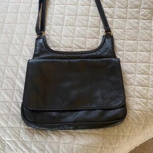 Margot Classic Black Leather Shoulder Bag